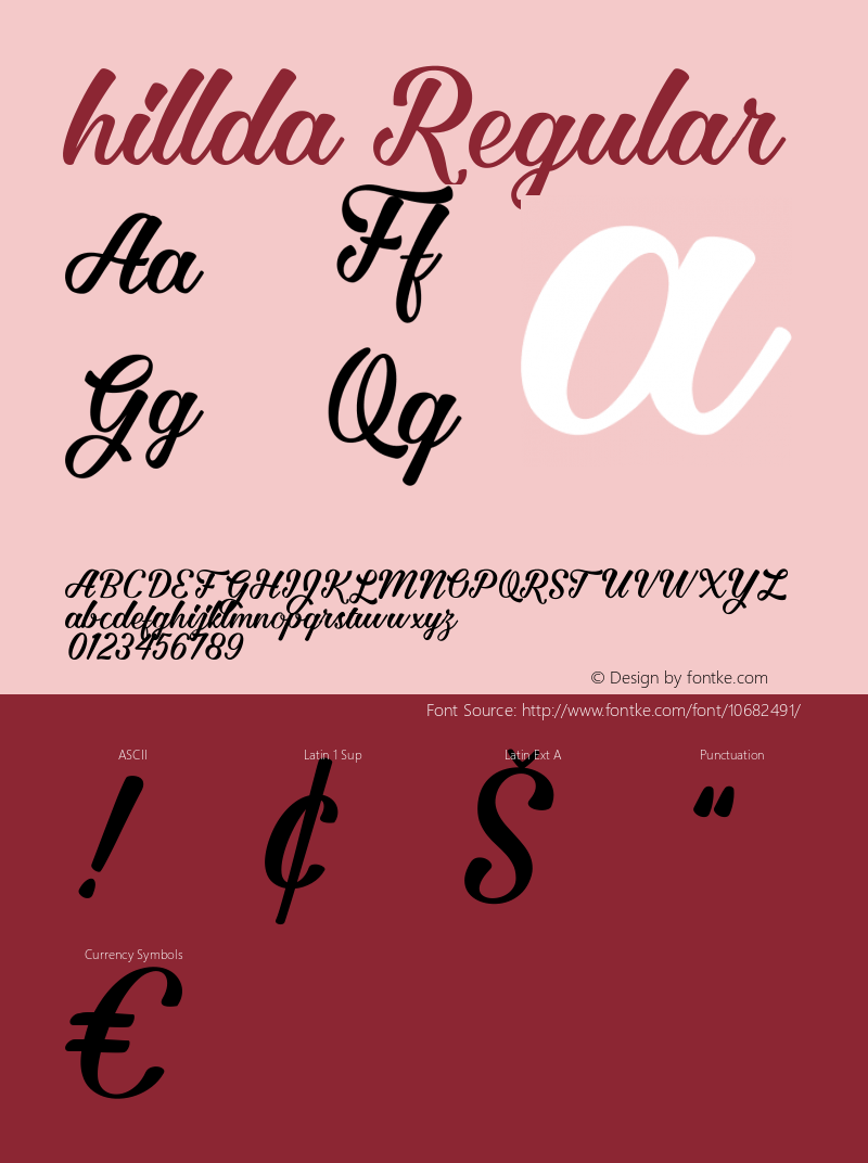 hillda Regular Unknown Font Sample