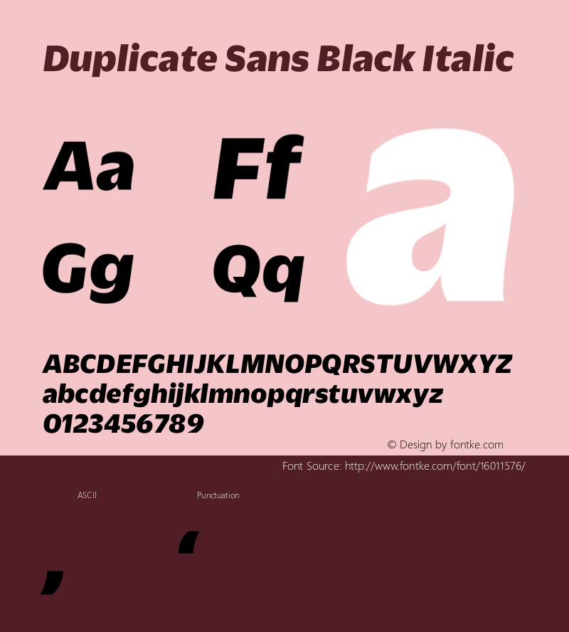 Duplicate Sans Black Italic Version 1.1 2010 Font Sample