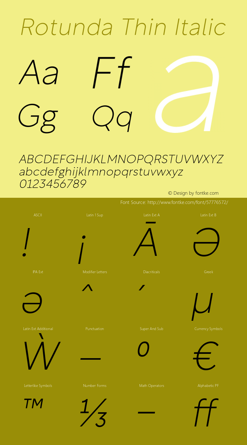 Rotunda-ThinItalic 1.000 Font Sample