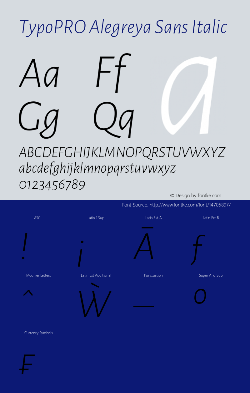 TypoPRO Alegreya Sans Italic Version 1.000;PS 001.000;hotconv 1.0.70;makeotf.lib2.5.58329 DEVELOPMENT Font Sample