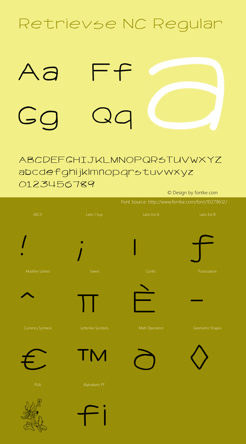 Retrievse NC Regular Version 1.000 2010 initial release Font Sample