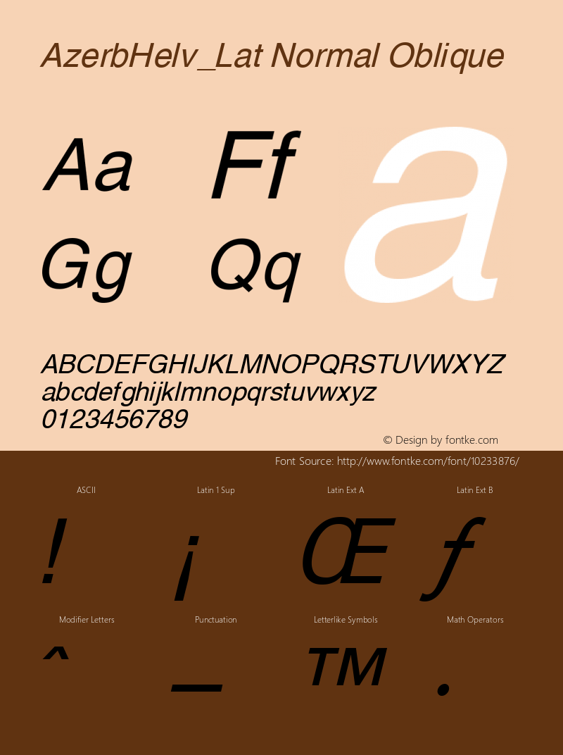 AzerbHelv_Lat Normal Oblique 1.0 Wed Jun 11 19:09:38 1997 Font Sample