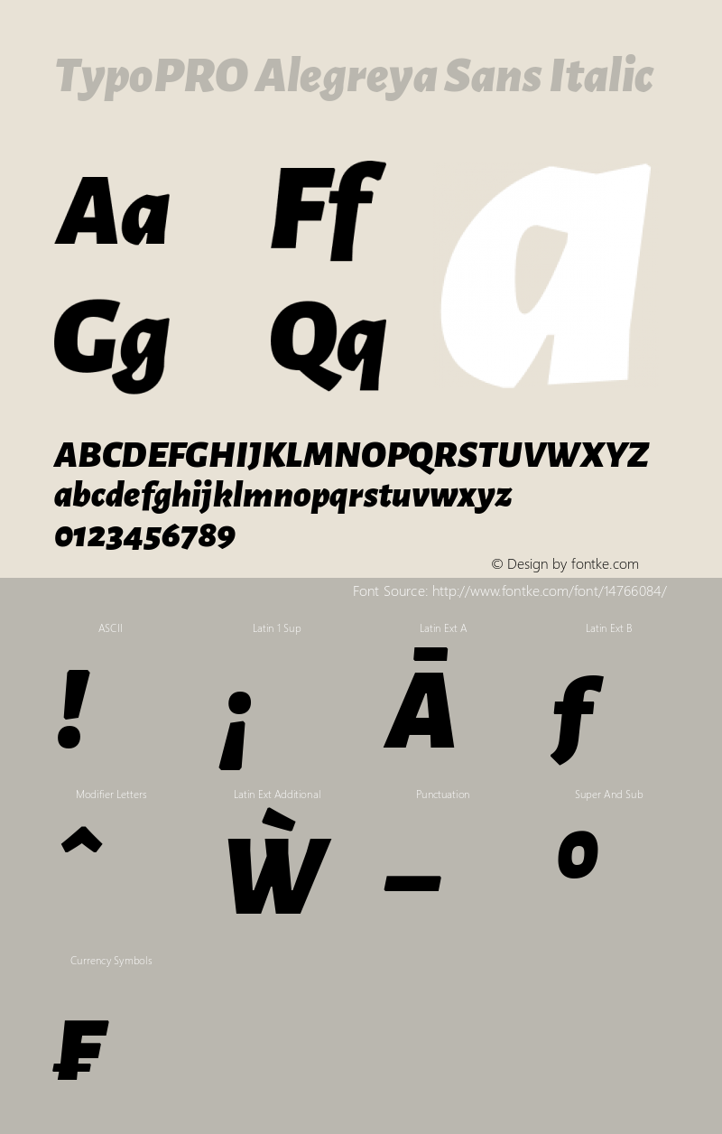 TypoPRO Alegreya Sans Italic Version 1.000;PS 001.000;hotconv 1.0.70;makeotf.lib2.5.58329 DEVELOPMENT Font Sample