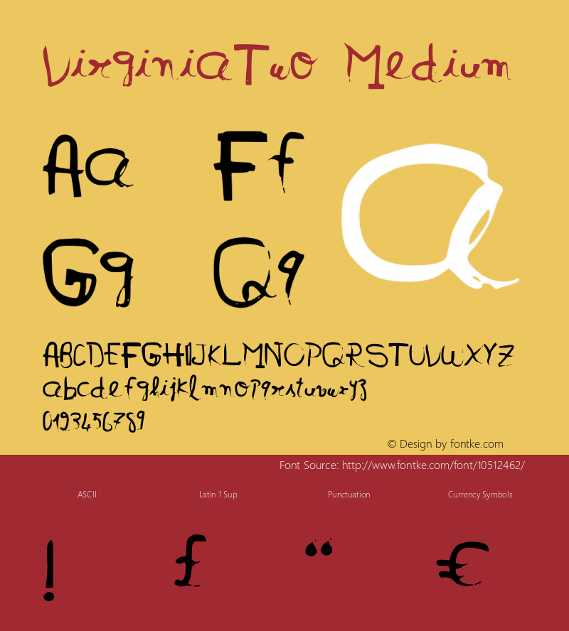 VirginiaTwo Medium Version 001.000 Font Sample