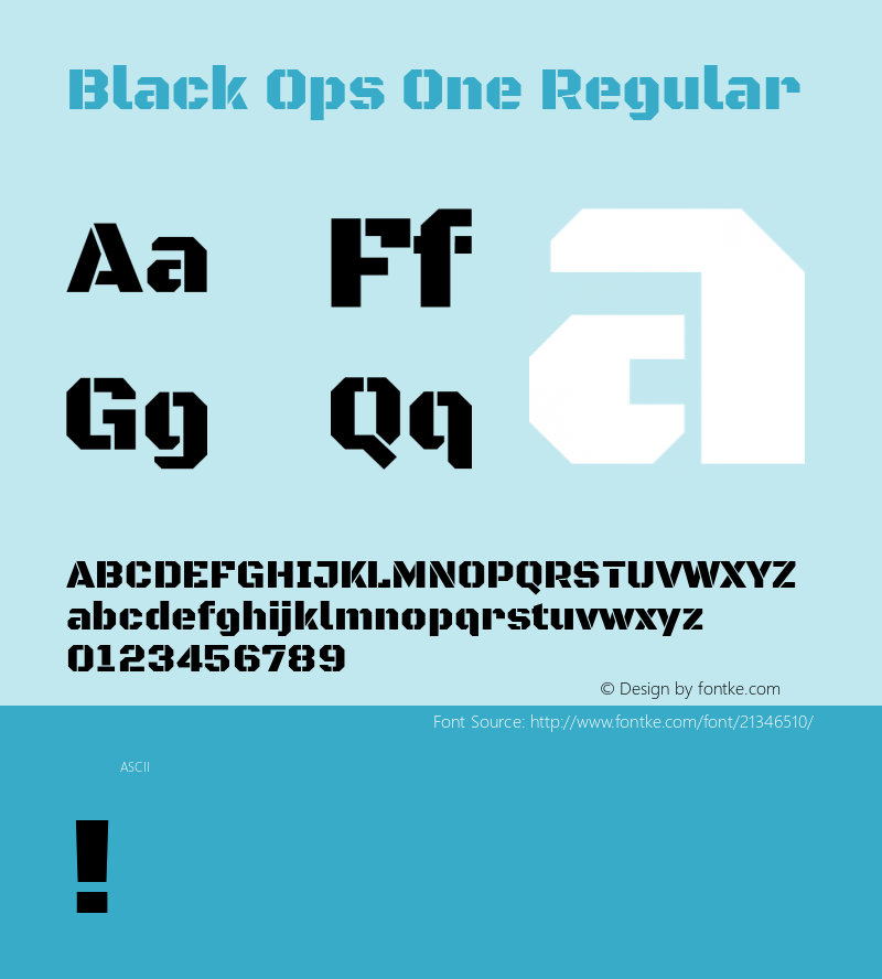 BlackOpsOne Version 1.0 Font Sample