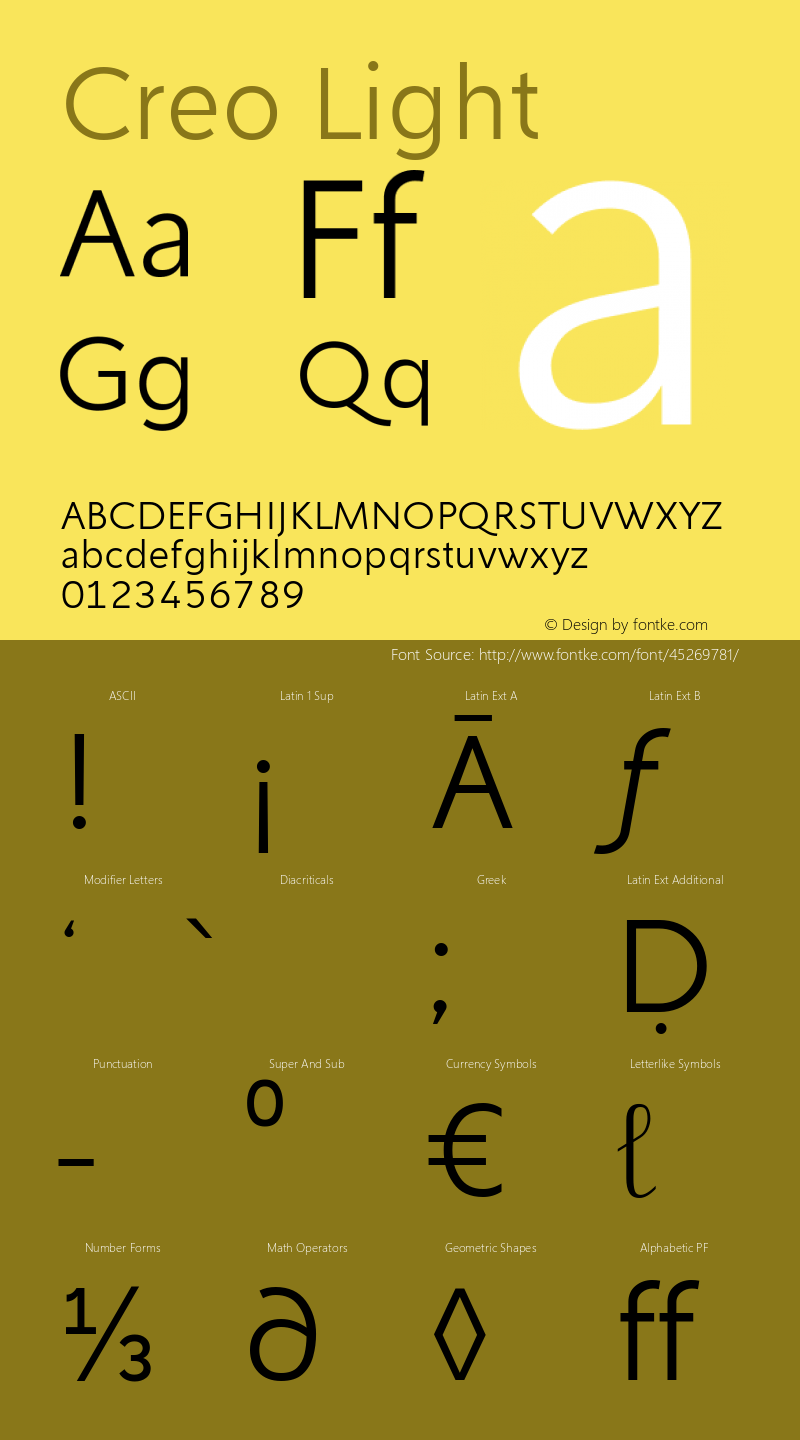 Creo Light Version 1.00;October 24, 2019;FontCreator 11.5.0.2430 64-bit Font Sample