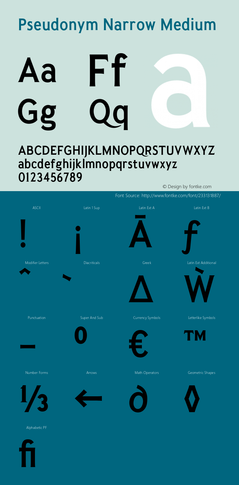 Pseudonym-NarrowMedium Version 1.000;PS 001.000;hotconv 1.0.88;makeotf.lib2.5.64775图片样张