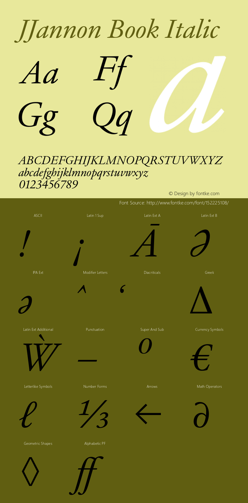 JJannon-BookItalic Version 1.0 | wf-rip DC20190210 Font Sample