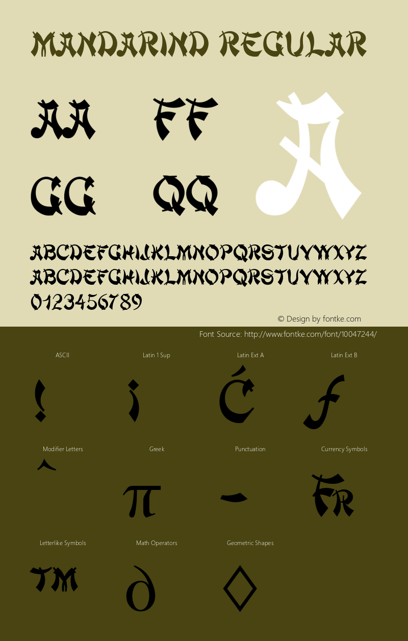 MandarinD Regular Version 001.005 Font Sample