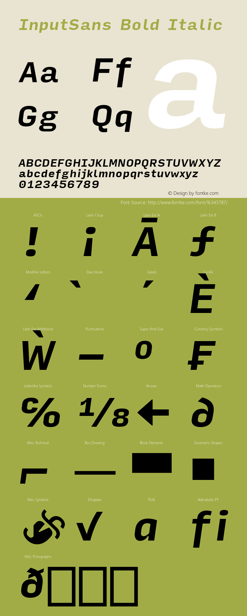 InputSans Bold Italic Version 0.000;PS 0.0;hotconv 1.0.72;makeotf.lib2.5.5900 Font Sample