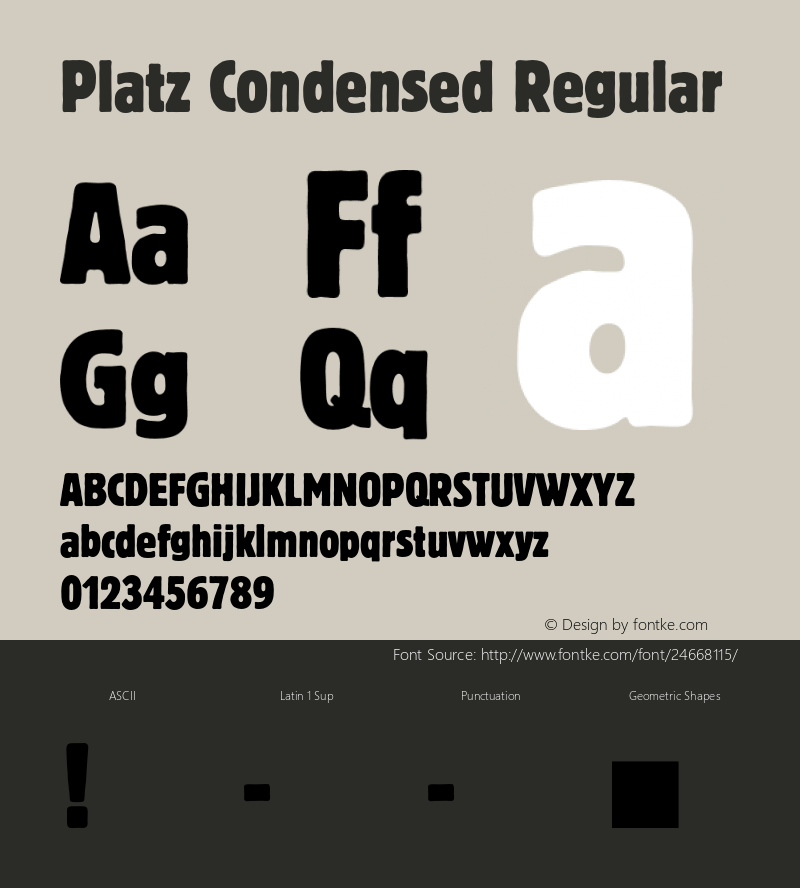 Platz Condensed Version 1.070 Font Sample