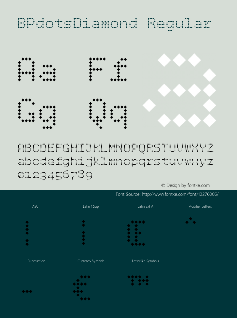 BPdotsDiamond Regular Version 1.000 Font Sample