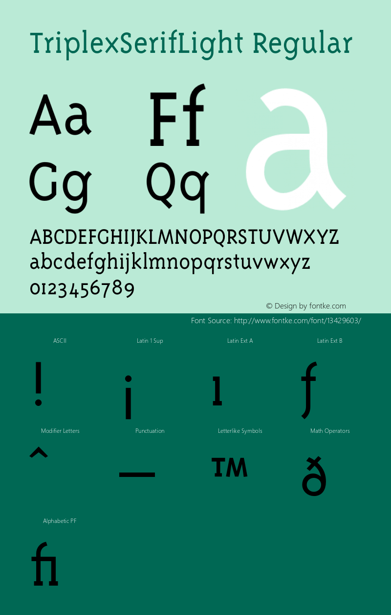 TriplexSerifLight Regular 001.000 Font Sample