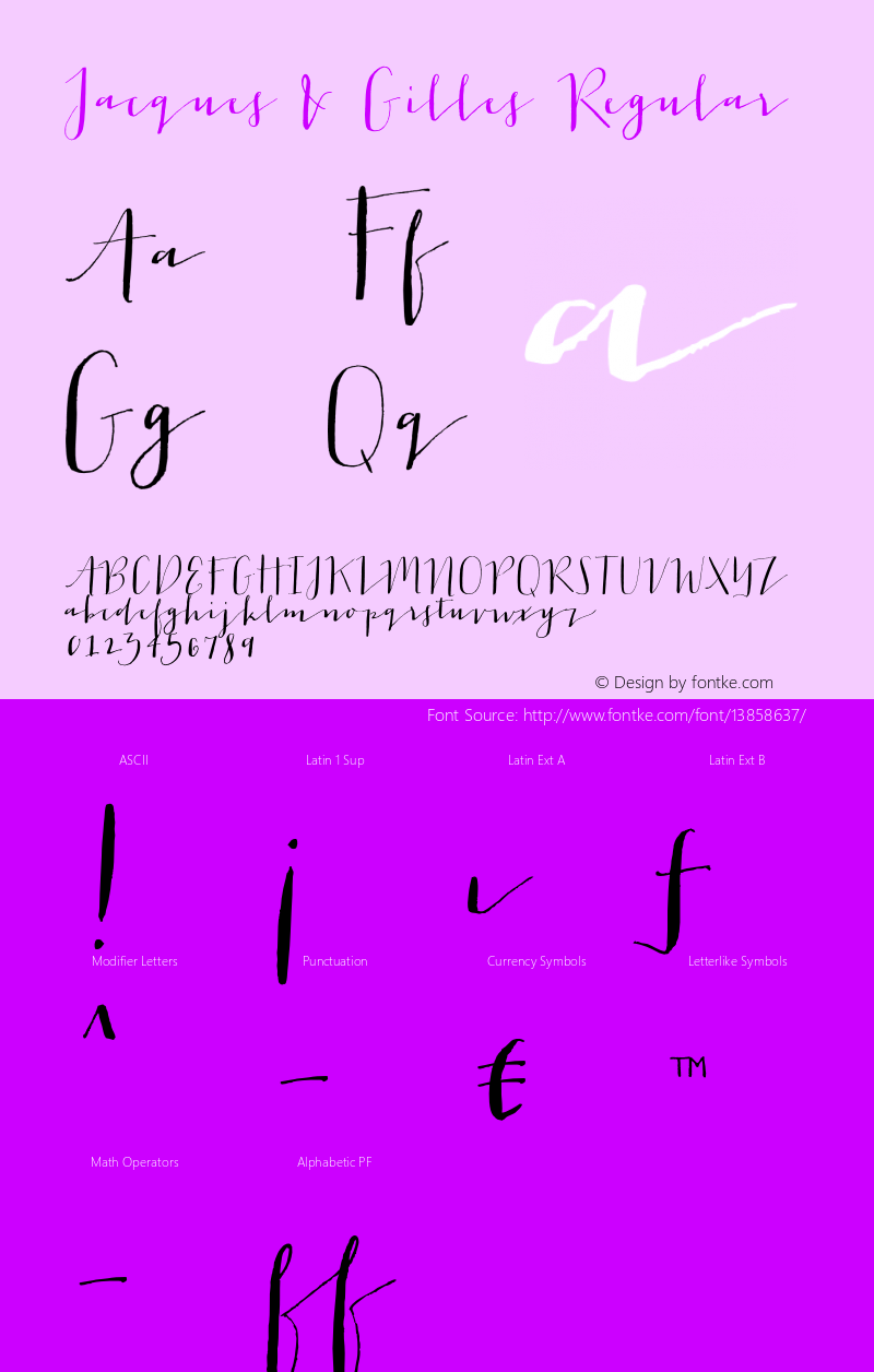 Jacques & Gilles Regular Version 1.000 Font Sample