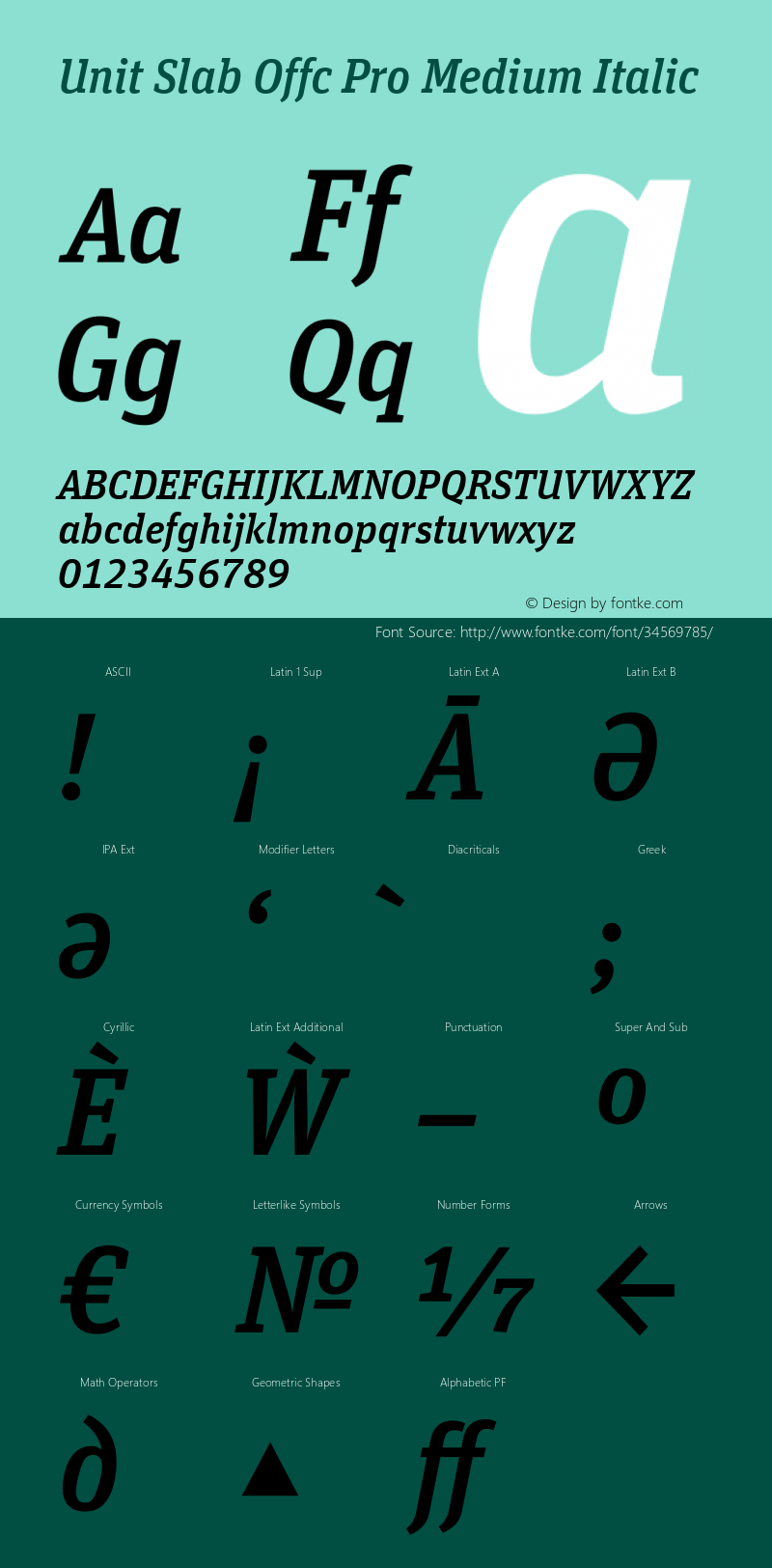 Unit Slab Offc Pro Medium Italic Version 7.504; 2010; Build 1002 Font Sample