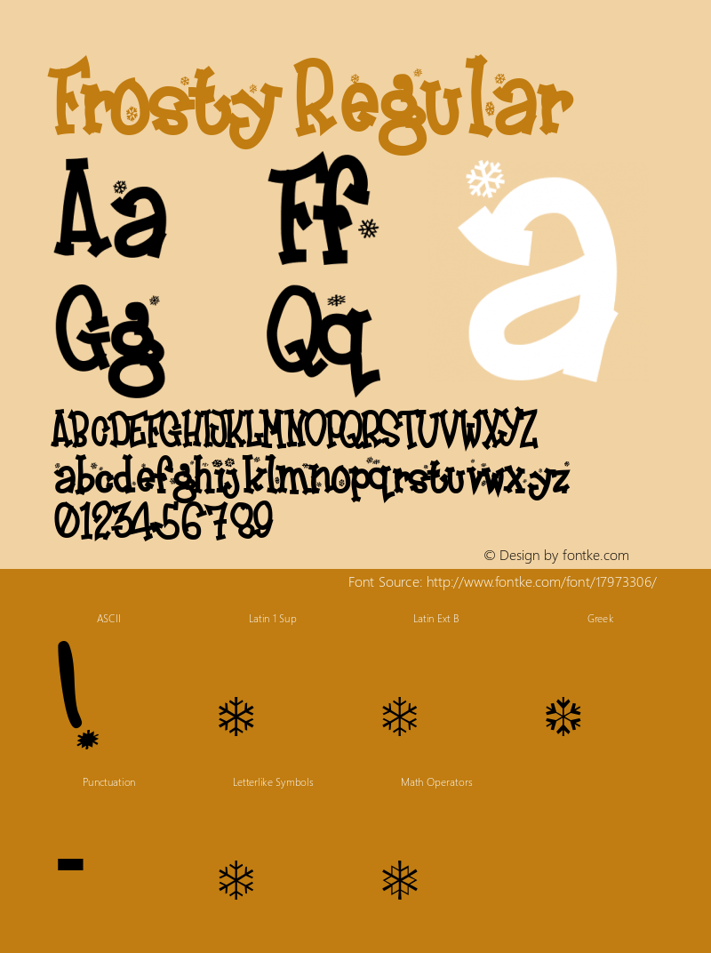 Frosty Regular Macromedia Fontographer 4.1.2 9/15/98 Font Sample