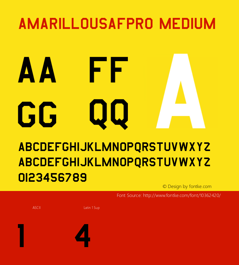 AmarilloUSAFPro Medium Version 1.0; 028-001D-20001108 Font Sample