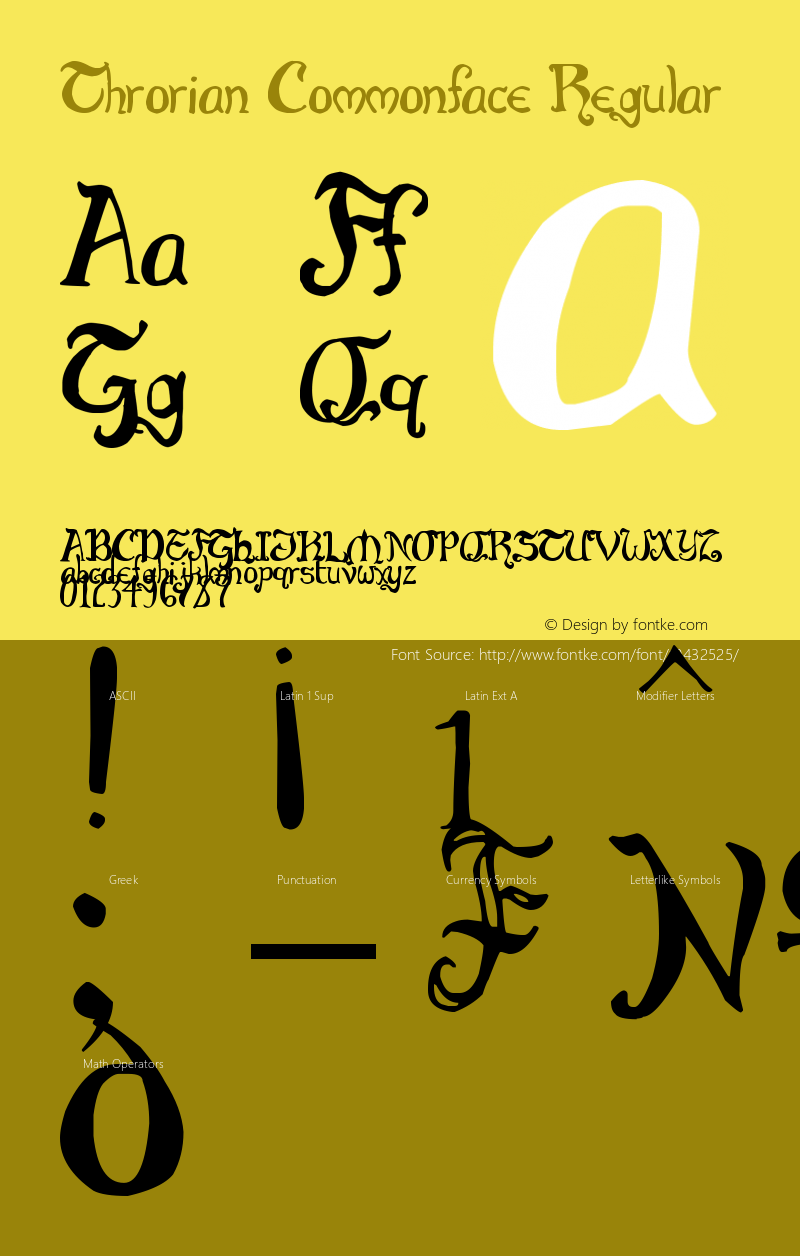 Throrian Commonface Regular Version 1.00 April 15, 2012, initial release Font Sample