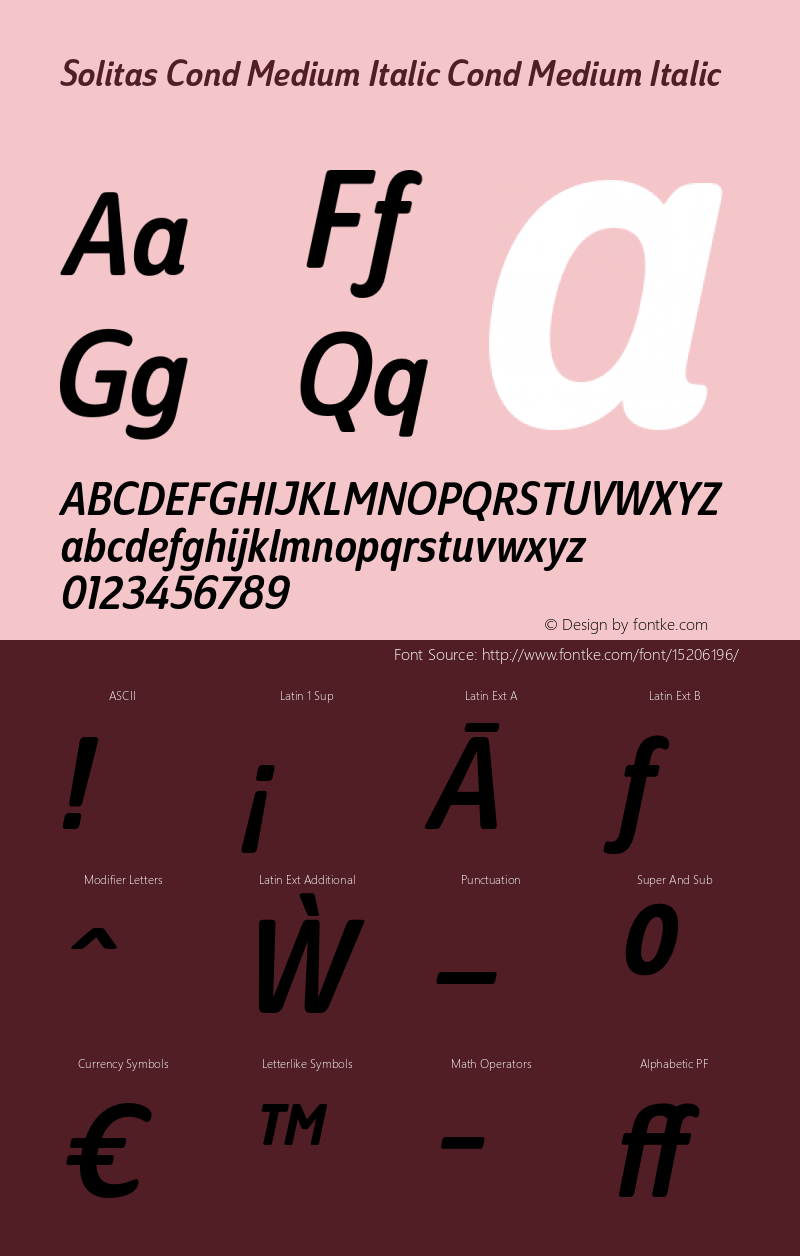 Solitas Cond Medium Italic Cond Medium Italic 1.000 Font Sample