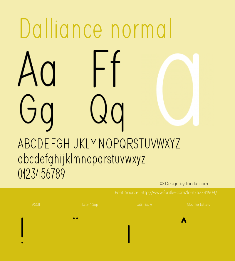 Dalliance Version 1 Font Sample