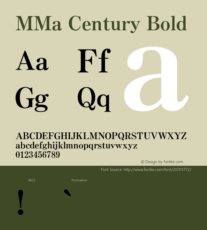 MMaCentury-Bold Version 3.001;PS 001.000;hotconv 1.0.38;makeotf.lib1.6.5960 Font Sample