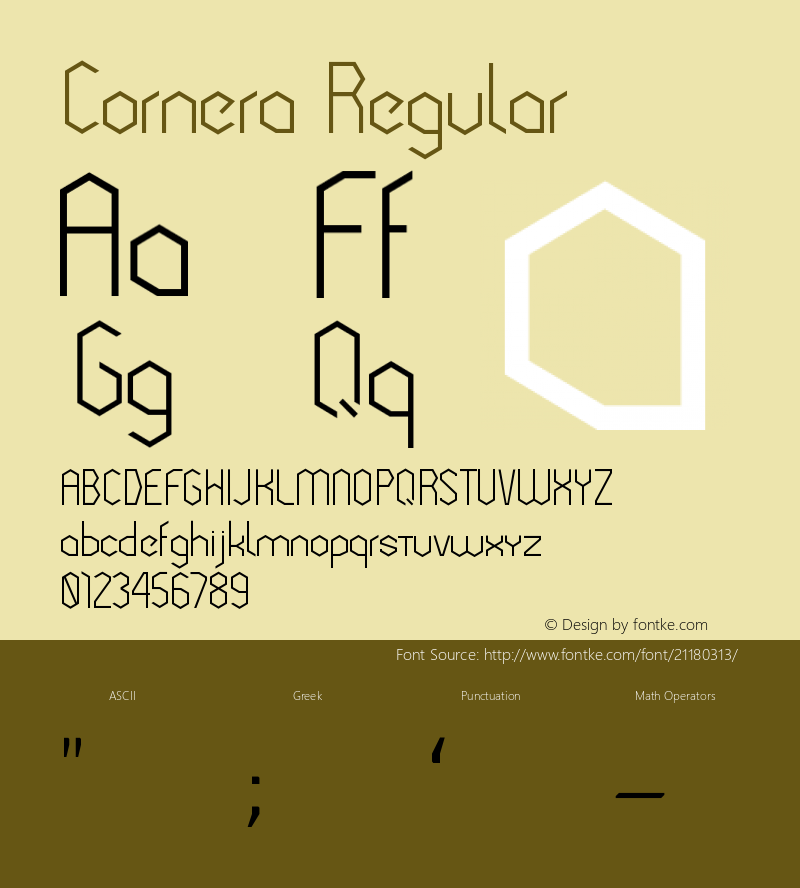 Cornera Regular Version 1.00 May 24, 2017, initial release Font Sample