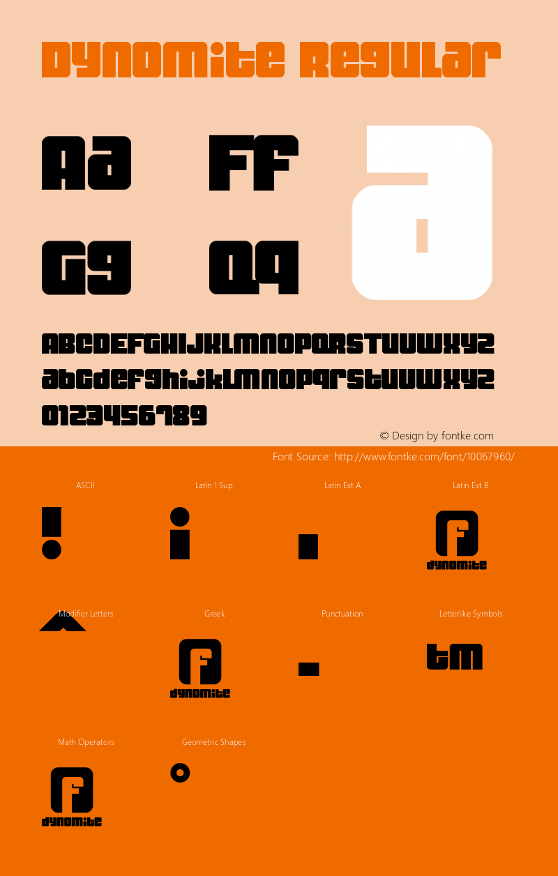 Dynomite Regular Macromedia Fontographer 4.1.2 11/18/99 Font Sample