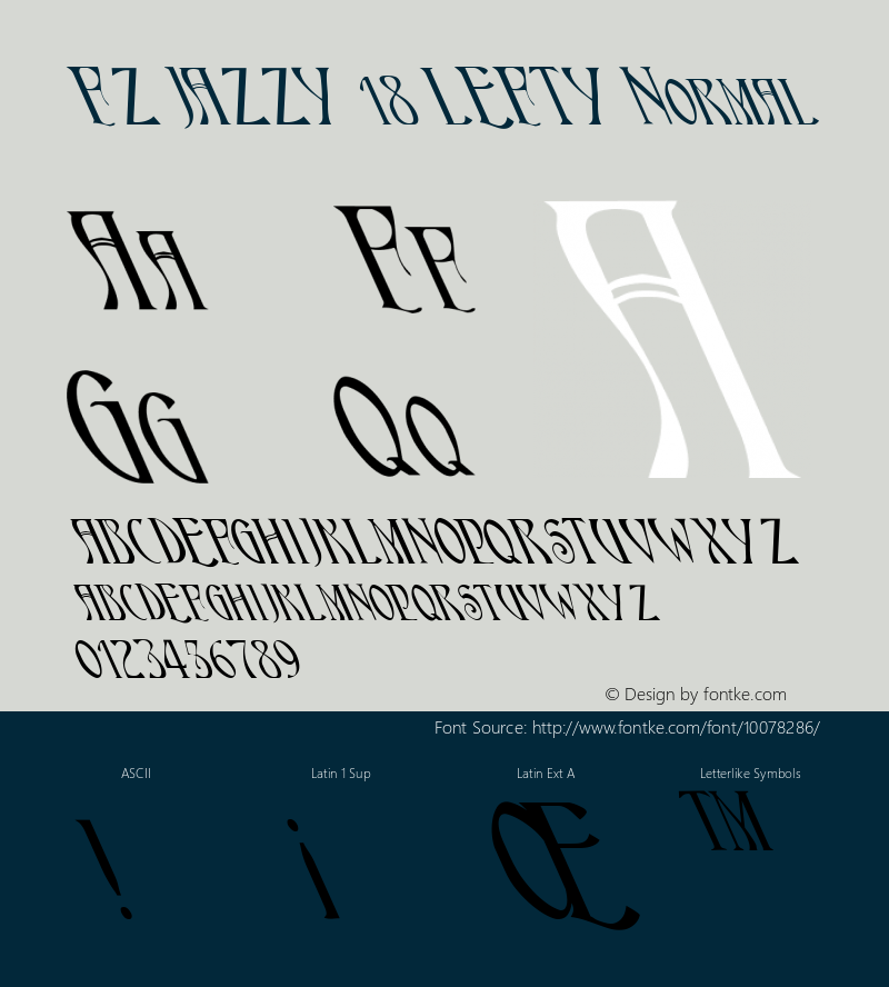 FZ JAZZY 18 LEFTY Normal 1.000 Font Sample