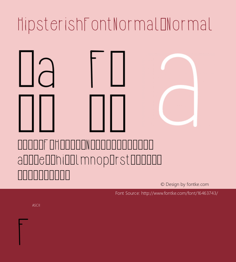 HipsterishFontNormal Normal Version 001.000 Font Sample