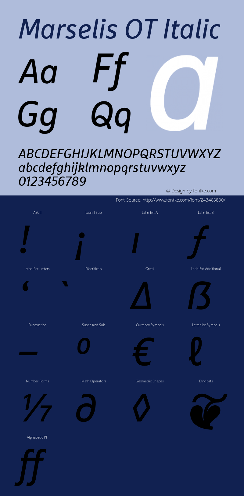 Marselis OT Italic Version 7.600, build 1028, FoPs, FL 5.04图片样张