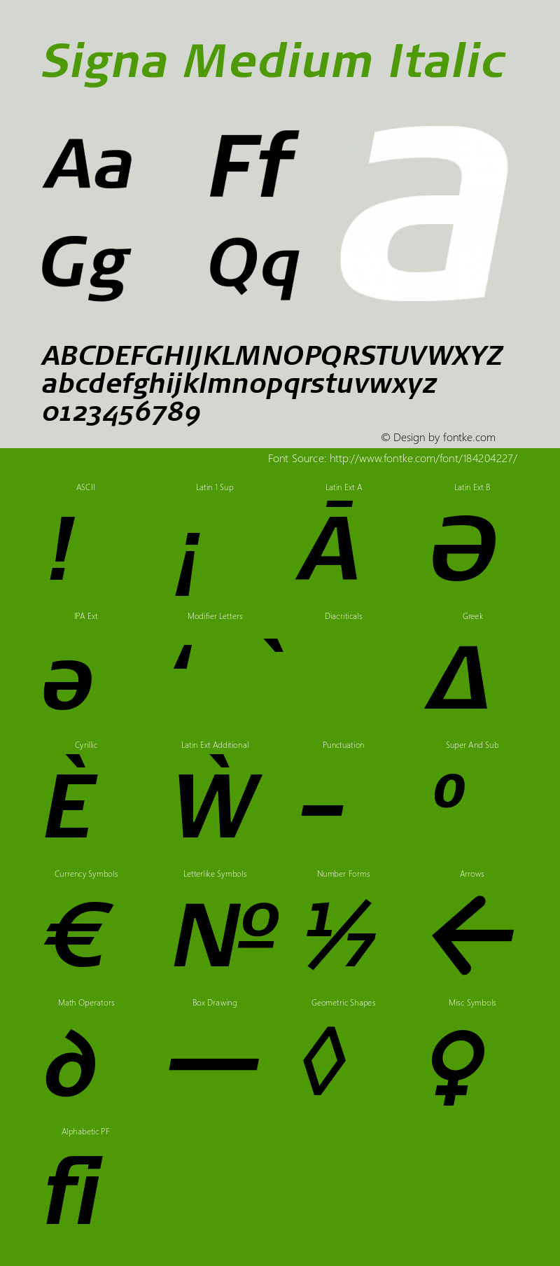 Signa-MediumItalic Version 7.504图片样张