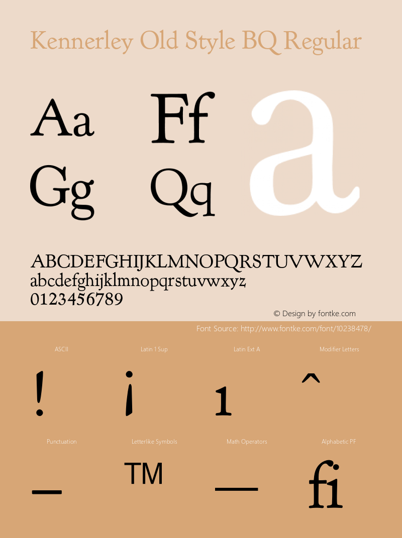 Kennerley Old Style BQ Regular 001.000 Font Sample