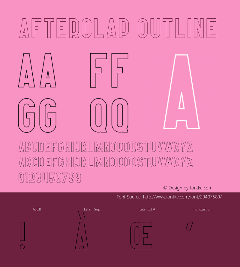 Afterclap Outline Version 1.002;Fontself Maker 3.0.0-3;YWFTv17 Font Sample