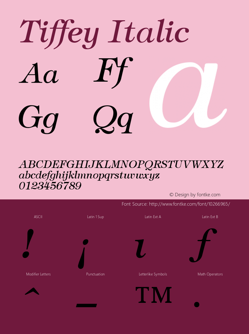 Tiffey Italic 1.0 Tue Sep 20 15:19:36 1994 Font Sample