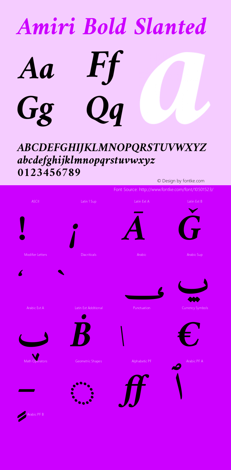 Amiri Bold Slanted Version 000.104 Font Sample