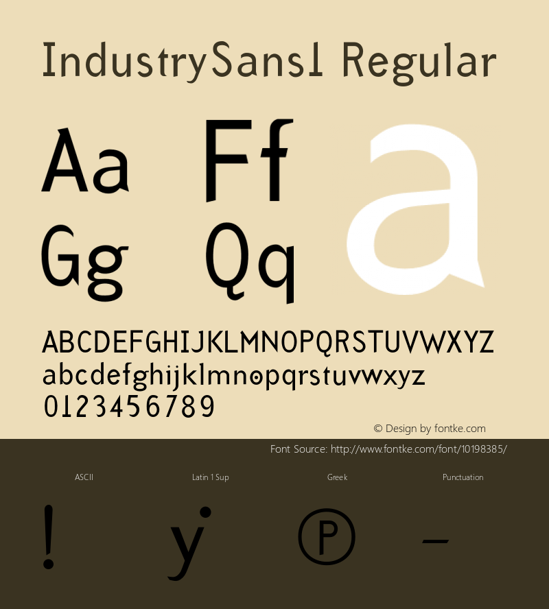 IndustrySans1 Regular 001.000 Font Sample