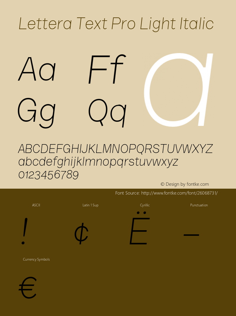 LetteraTextPro-LightItalic Version 1.0 Font Sample