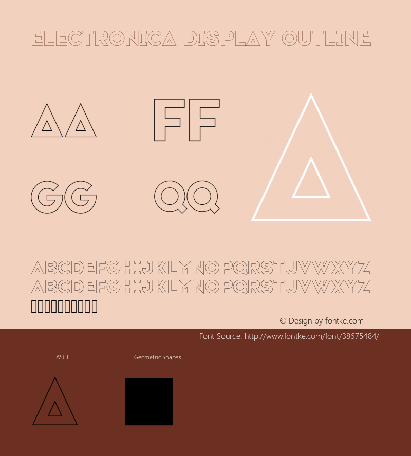 Electronica-DisplayOutline Version 1.000 2019 initial release Font Sample