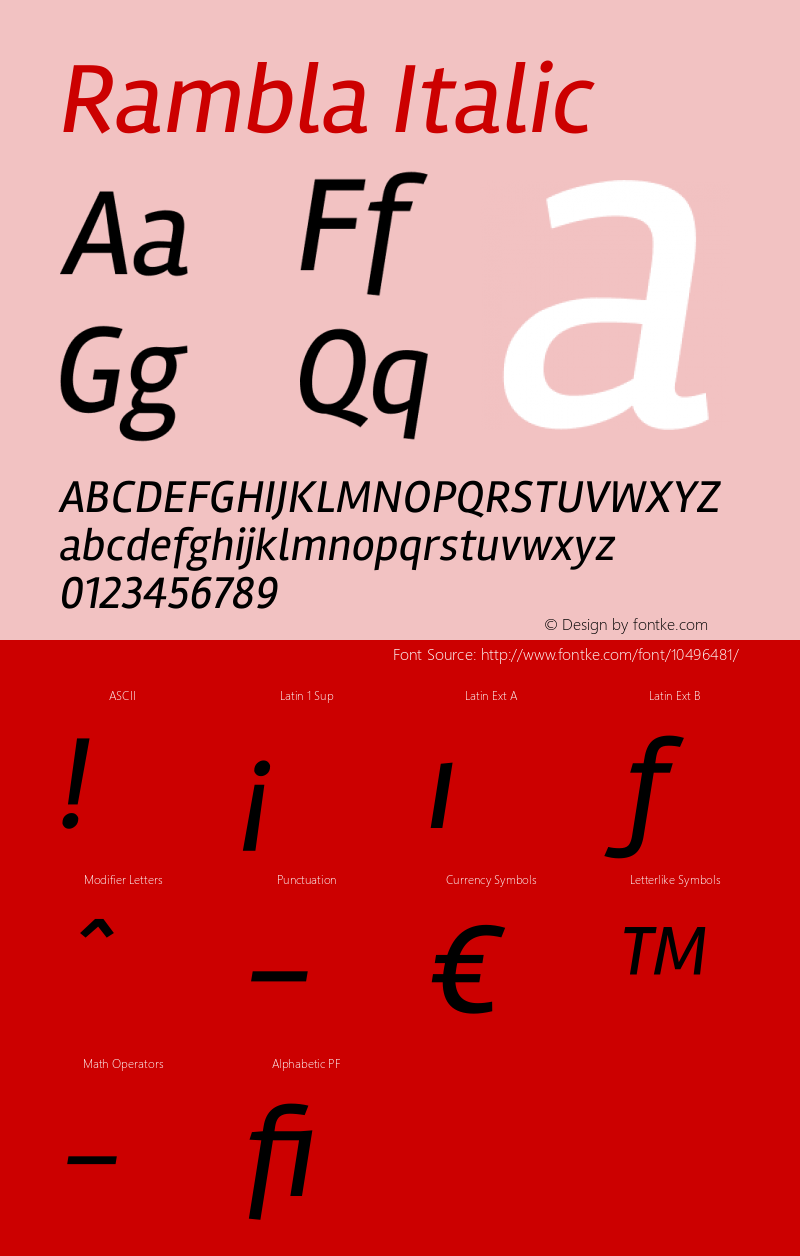 Rambla Italic Version 1.001 Font Sample