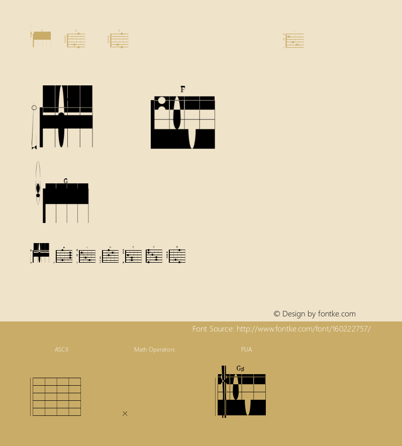 GIGI Guitar Score Chord Version 0.800 Font Sample