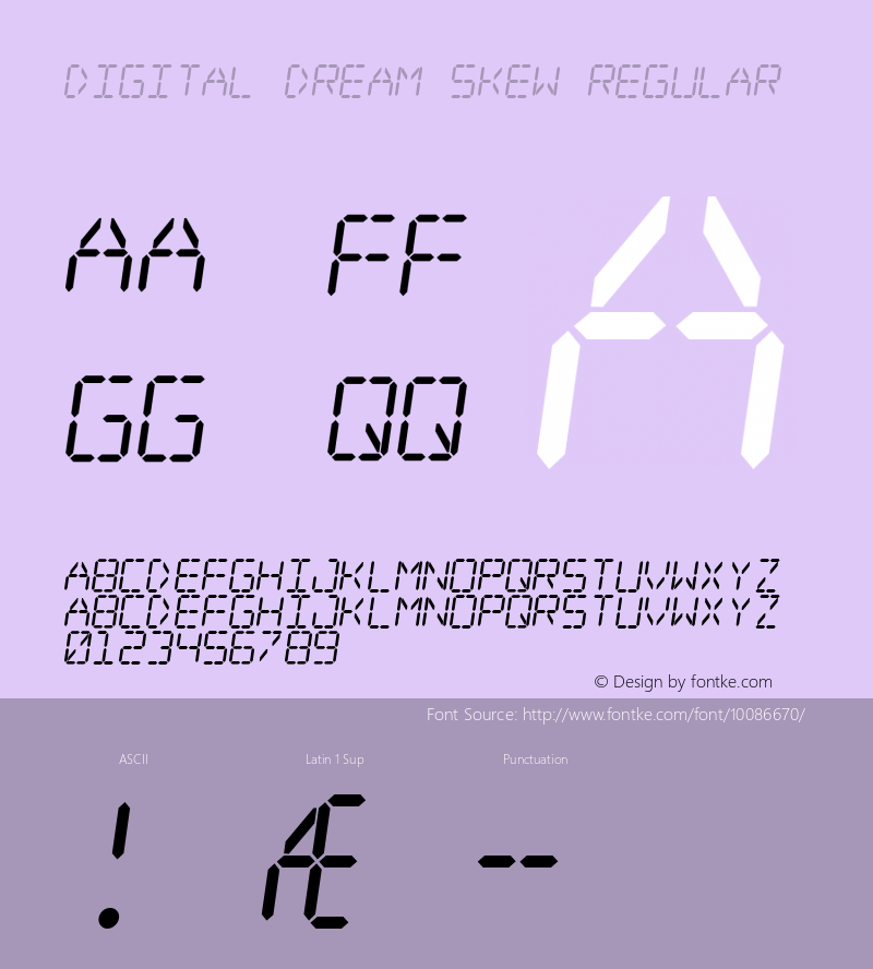 Digital dream Skew Regular www.pizzadude.dk Font Sample