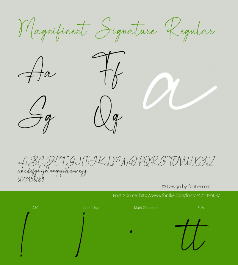 Magnificent Signature Version 1.000;March 6, 2023;FontCreator 14.0.0.2843 64-bit图片样张