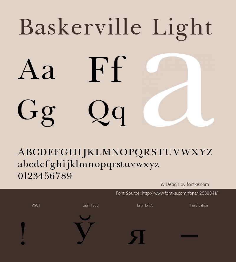 Baskerville Light 001.000 Font Sample