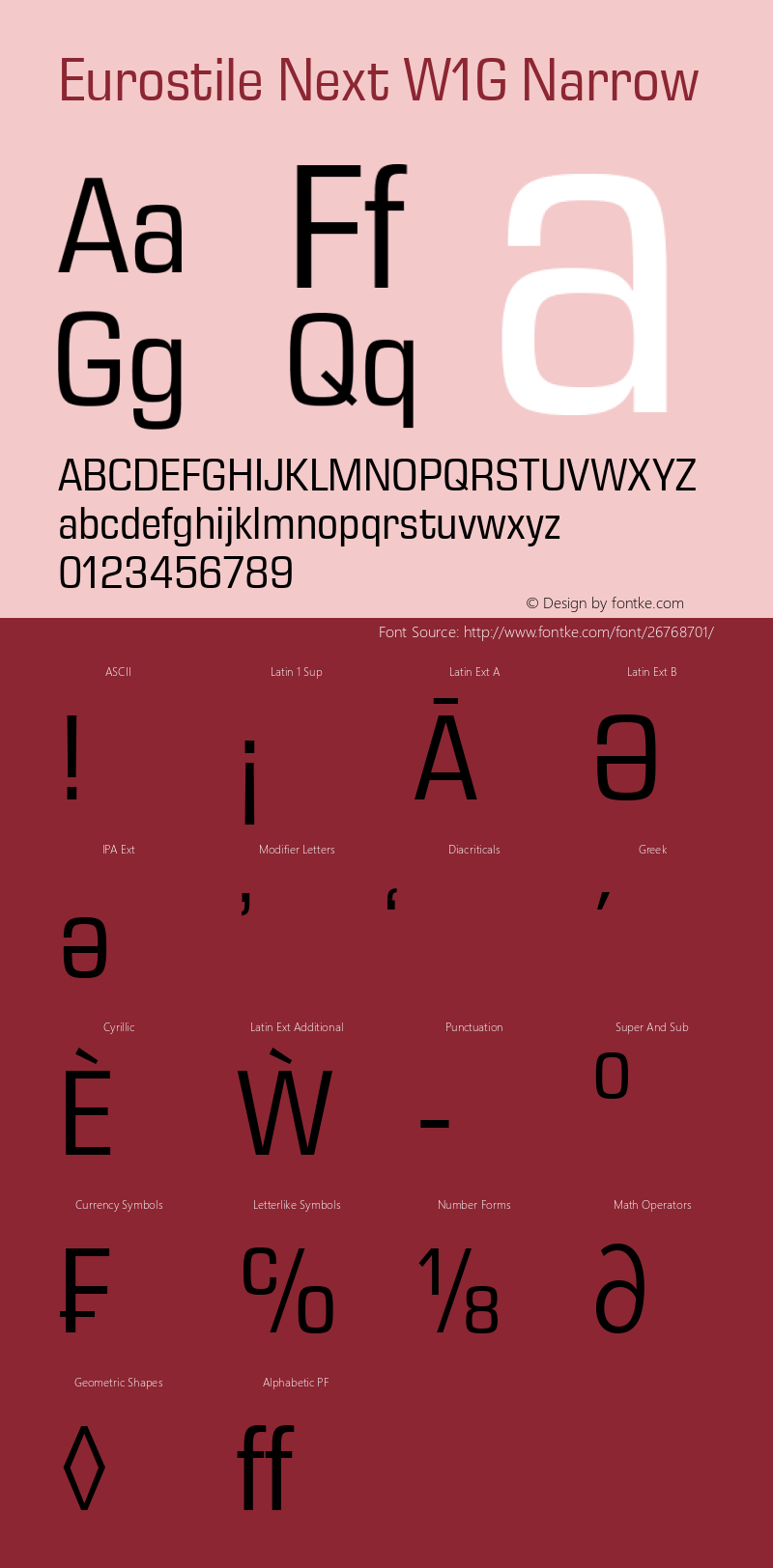 Eurostile Next W1G Nr Version 1.00 Font Sample