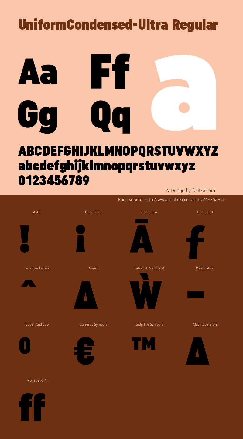 UniformCondensed-Ultra Version 1.001, SI, October 24, 2014 Font Sample