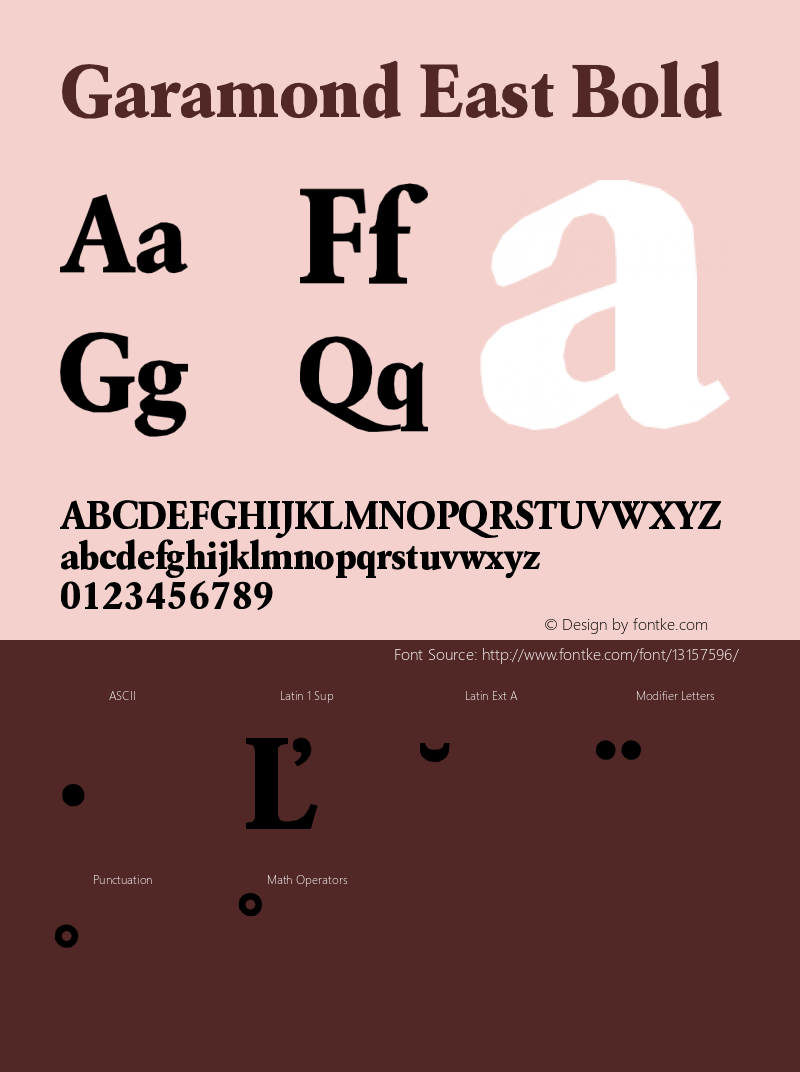 Garamond East Bold Version 001.000 Font Sample