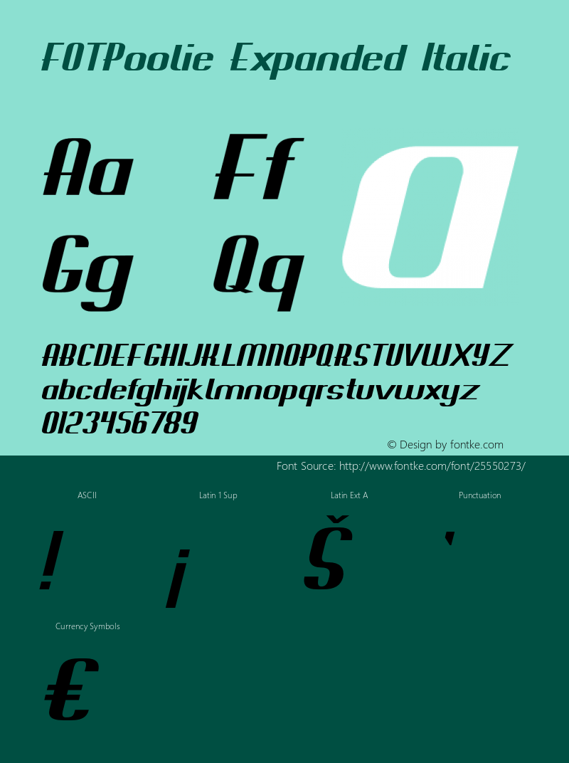 FOTPoolie-ExpandedItalic Version 1.000 Font Sample