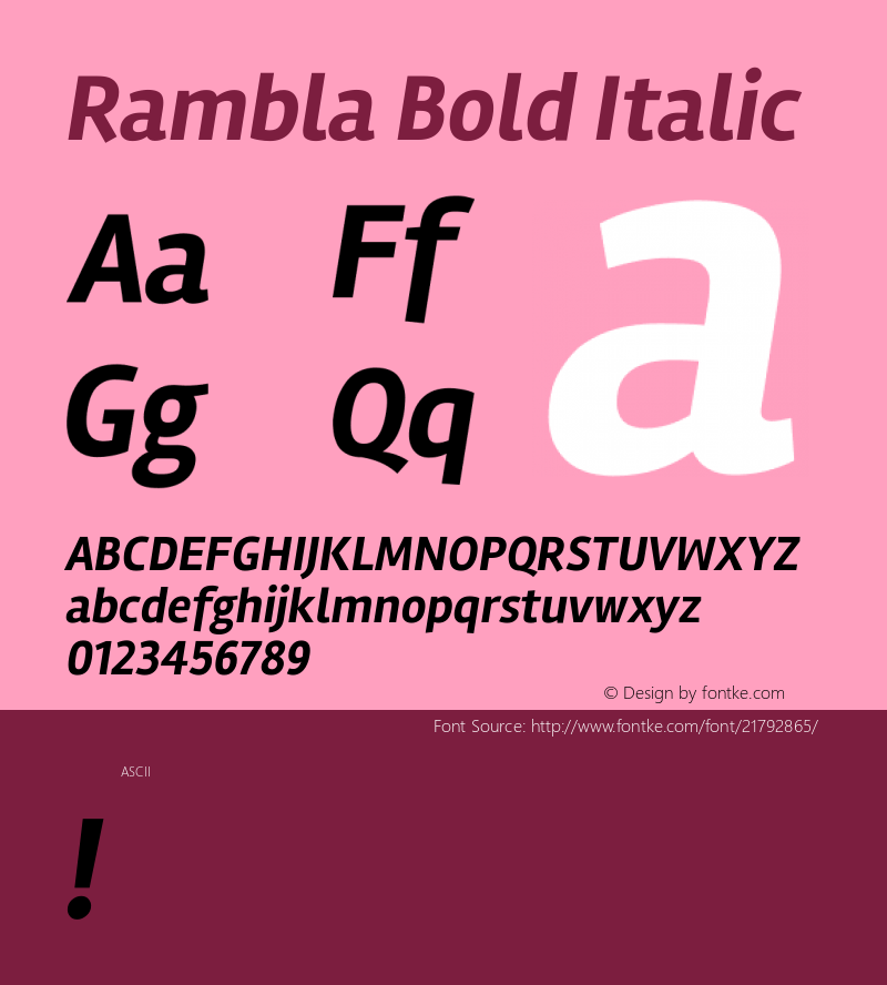 Rambla Bold Italic  Font Sample