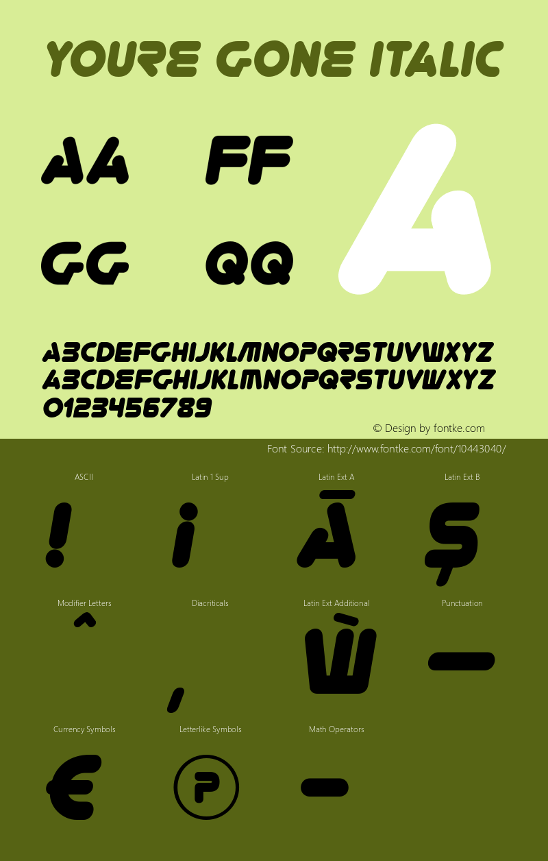 Youre Gone Italic Version 4.001 Font Sample