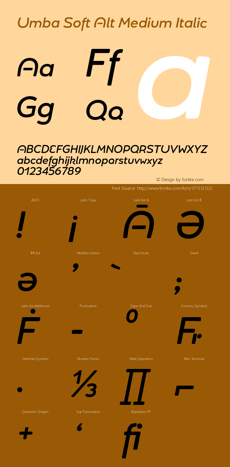 Umba Soft Alt Medium Italic Version 2.020;PS 002.020;hotconv 1.0.88;makeotf.lib2.5.64775图片样张